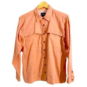 Patagonia Women’s Coral Pink Multicolor Stripe Tropical Shirt, Size Small